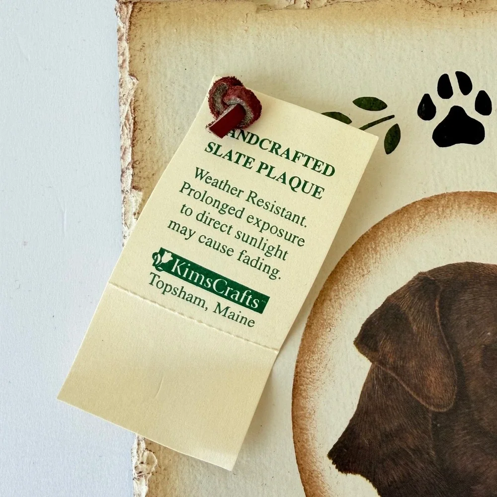 KimsCrafts Maine Handcrafted Slate Welcome Plaque Chocolate Labrador Dog Sign